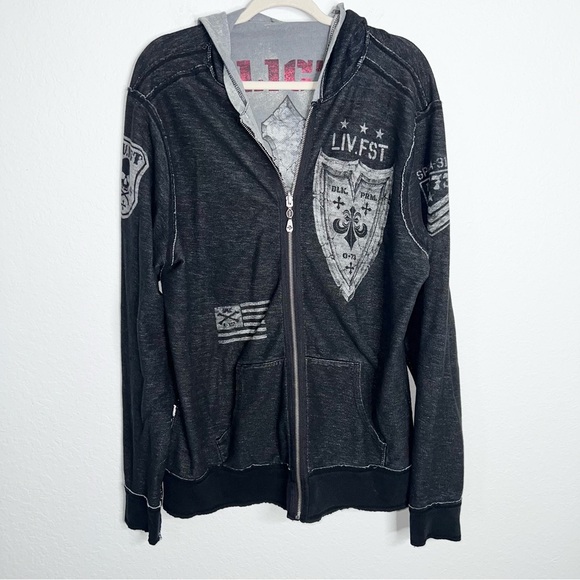 Affliction Vintage Reversible Jacket Sweater Men’s XL Rare Full Zip Up C1 - Picture 4 of 11